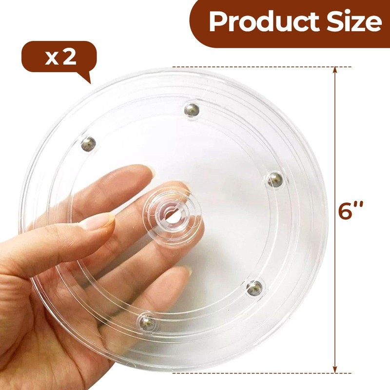 YSJCHEBS Pack of 2 Clear Turntable Plastic Turntable Item Storage