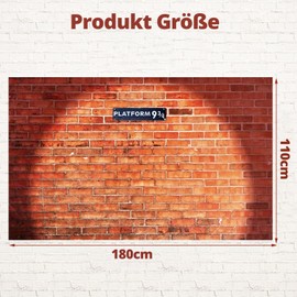 DazzJoy Harry Birthday Decoration Banner, 180 x 110 cm Brick Wall Background Banner, 9 and 3/4 Cross Station Sign Brick Wall Party Decoration Background Door Curtains for Wizard Brown Wall Decoration