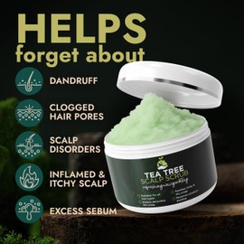 Tea Tree Scalp Scrub | Itchy & Dry Scalp Care with Tea Tree Oil, Quartz Powder & Sea Salt | Gently Exfoliates, Helps Reduce Flakes, Supports Healthy Hair Growth & Scalp Balance