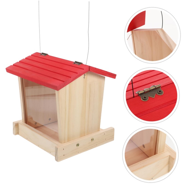 ORFOFE Hanging Wooden Bird Feeder House Rustic Farmhouse Style Wild