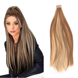 JJstar 70 cm Long Straight Ponytail Braid Hairpiece, Synthetic Hair Extension for Women and Girls