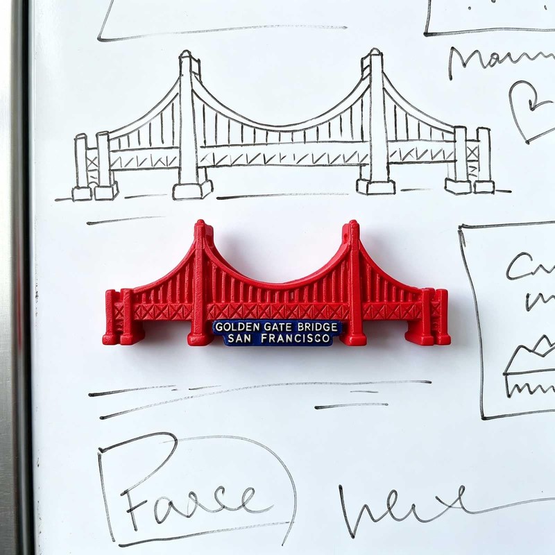 3D Golden Gate Bridge Fridge Magnet, San Francisco Souvenir, Red