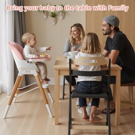 GAIVE 8 in 1 Highchair, Convertible Wooden Baby High Chair with Tray, Adjustable High Chair for Babies and Toddlers, Easy to Clean, Grow with Family|Booster|Learning Table|High Stool