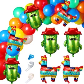 Blosssound 87 Pcs Hispanic Heritage Month Decorations Latin American Latex Balloons Spanish Foil Balloons Cactus Llama Party Decoration for Hispanic Fiesta Birthday Baby Shower Party Supplies Decor