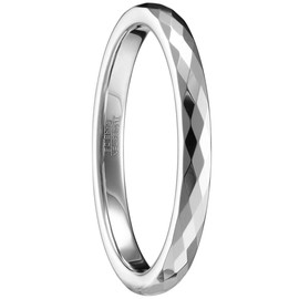 083BASE Women's / Men's Silver 2 mm Wide Dome Shape and Comfort Fit Design Stone Unisex Tungsten Rings for