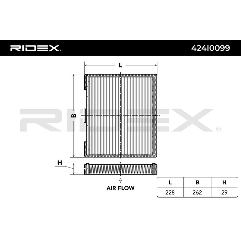 RIDEX Cabin Air Filter 424I0099 Coupe (GK) Matrix (FC) Elantra
