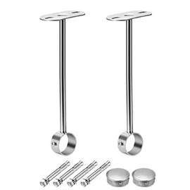 MACHSWON 25mm Dia,300mm Height,Wardrobe Pipe Bracket,Shower Curtain Rod Lever Support Holder Pipe Flange Socket,2PCS
