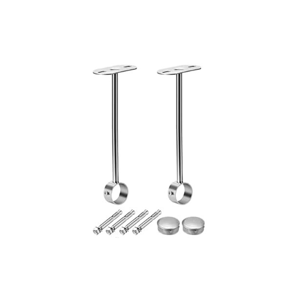 MACHSWON 25mm Dia,300mm Height,Wardrobe Pipe Bracket,Shower Curtain Rod Lever Support