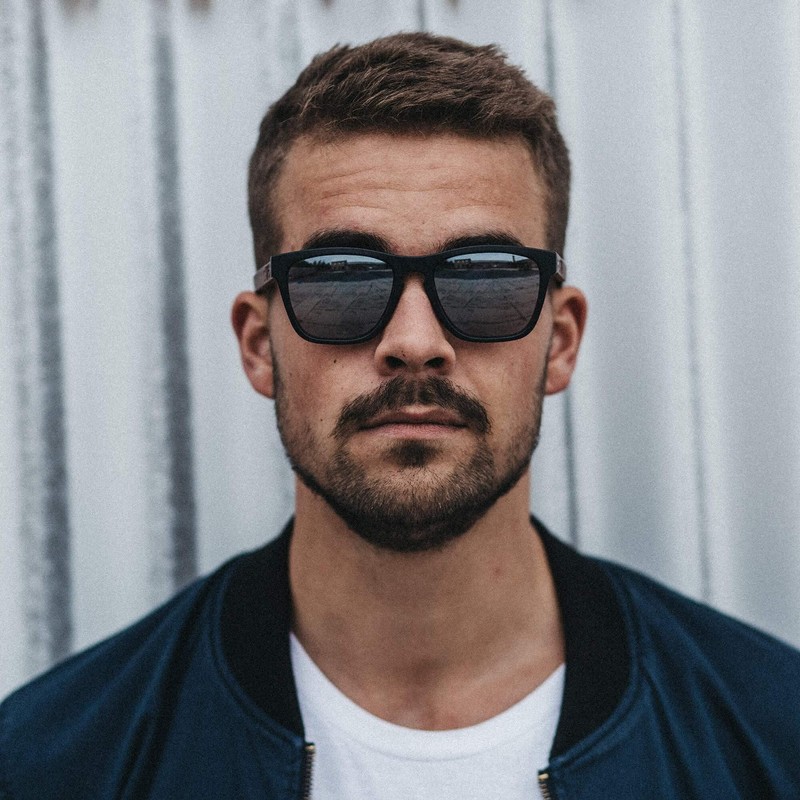 TAKE A SHOT Wooden Sunglasses Men's Polarised Mirrored Small Black
