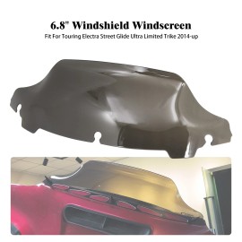HDBUBALUS Smoke 6.8" Wave Windshield Windscreen For Harley Street Electra Glide 2014-2024