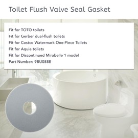 Memiuyelay 2Pcs 9BU088E Silicone Flush Valve Seal Gasket Fit for Toto Aquia Toilets Gerber and Costco Watermarked One-Piece Replacement Accessories Gray 2.45" OD 0.63" ID