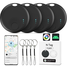 Air Tag Android, 4 Pack Smart Tag for Android Key Finder Key Finder Compatible with Google Find Hub App (Android Only), Bluetooth Tracker for Luggage, Wallet, Suitcase, Pet (Black)
