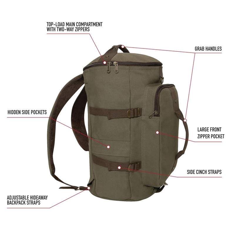 Rothco Convertible Canvas Duffle/Backpack - 19 Inches (Brown)