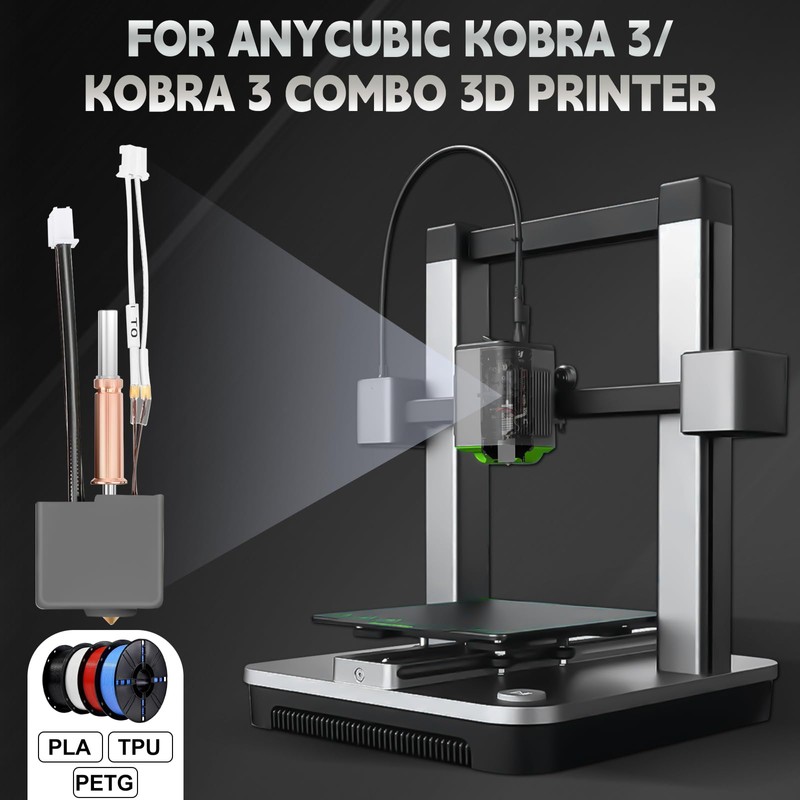 ANYCUBIC Kobra 3 Hotend, 22pcs 3D Printing Extruder Hotend Kit,Kobra