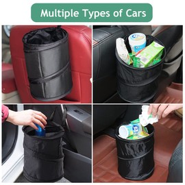 Car Rubbish Bin, Foldable Car Rubbish Bin, Foldable Car Waste Bin, Portable Car Bin for Hanging, for Car, Camping, Travel, Black