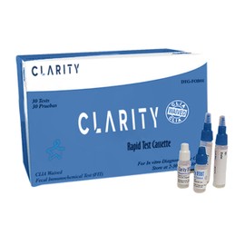 Clarity Diagnostics ImmunoChemical Fecal Occult Blood Test Kit, CLIA Waived (DTG-FOB01) 30 Tests per Box