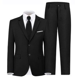 Yavakoor Boys 4 Piece Suit Formal Outfit Kids Wedding Dress for Big Boy Black Suits Size 16