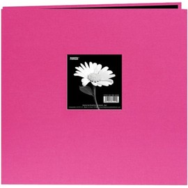 Pioneer 8-Inch by 8-Inch Post Bound Fabric Frame Cover Memory Book, Bright Pink