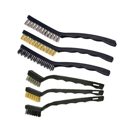 Sayago 6 Piece Wire Brush Set Wire Brush Stainless Steel Metal Brush Small Wire Brush with Plastic Handles Cleaning Wire Brush for Cleaning Sweat Dirt Slag Rust (6 Pieces Wire Brush Set)