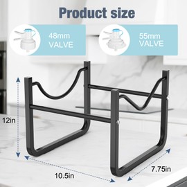 Stainless Steel 3-5 Gallon Water Jug Stand and 2 Dispenser Valves, Rust-Resistant Non Slip Water Stand with BPA Free Fast Flow Water Spout Fits Both 52mm and 55mm Bottles, 2 CAPS INCLUDED