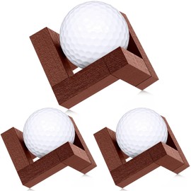 Lineshading 3 Pcs Golf Ball Display Rack Wooden Golf Ball Display Holder 1.97 Inches Decorative Ball Stand Brackets for Single Golf Balls for 3D Printing Golf Ball Stand Holder (Walnut Color)