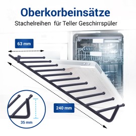 VIOKS Upper Basket Insert Dish Washer Set of 2 Replacement for Siemens Bosch 12004140 Folding Spiked Range - Dishwasher Insert 240 x 63 mm for Plates and Folding Spiked Row Dishwasher