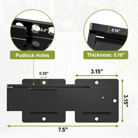 7.5" Flip Latch Outdoor Gate Latch Lock 4mm Heavy Duty with Adjustable Padlock Holes and Stainless Steel Lock for Wooden Fence, Barn Door, Shed Door, Grage, Yard