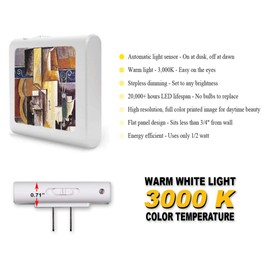 Plug in Dimmable LED Night Light with Dusk to Dawn Auto Sensor, Adjustable Brightness, Warm Light, Auto On/Off Nightlight for Bathroom, Hallway, Nursery, Bedrooms - Picasso: Violin and Guitar