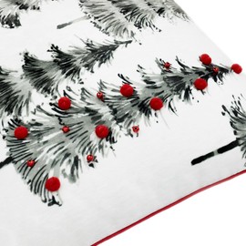 KINGROSE Christmas Trees Throw Pillow Cover Red Ball Pillow Case Festive Decorative Cushion Cover for Sofa Couch Home Holiday 18 x 18 Inches