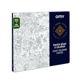 Omy Giant Coloring Poster, Eiffel Tower, La Tour Eiffel of Paris, 40 x 28 inches, Creative Play and Fun for Kids, Teens, Adults, and The Whole Family