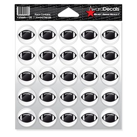 Award Decals Football (Black on Clear) Sticker Set (100 Decals 1") The Original Award Decals Premium 20mil Thick Helmet Decals Made in The USA Since 1976