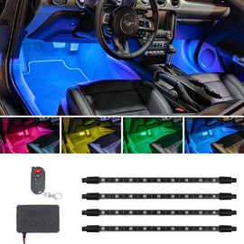 LEDGlow 4pc Million Color Multi-Color LED Interior Footwell Underdash Lighting Kit for Cars & Trucks - 18 Solid Colors - 10 Unique Patterns - Music Mode - Includes Control Box & Remote - Universal