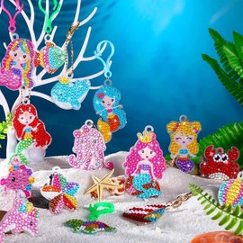 Manualidades para niñas, Llaveros de Kit Artesanía DIY, kit de pintura de diamantes para niños,Juego de Pintura de Diamantes para Niños, Regalos para Niñas y Niños de Cumpleaños (3-12 años) (llavero)