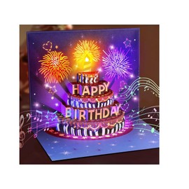 3D Pop Up Birthday Cards, MUSIC & LIGHTS Ladies Birthday Card, Birthday Cards for Women Sound Greeting Cards Birthday Gifts with Envelope For Women Men Husband Wife Friends Girls Kids (navy blue)