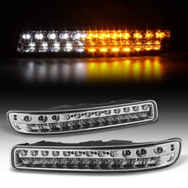 ACANII - For 1999-2006 GMC Yukon Sierra 1500 2500 3500 Chrome Housing LED Bumper Lights Signal Parking Lamps Assembly