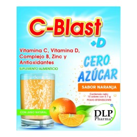C-blast+d Cero Azúcar Vitamina C Y D, Complejo B Zinc Sabor Naranja