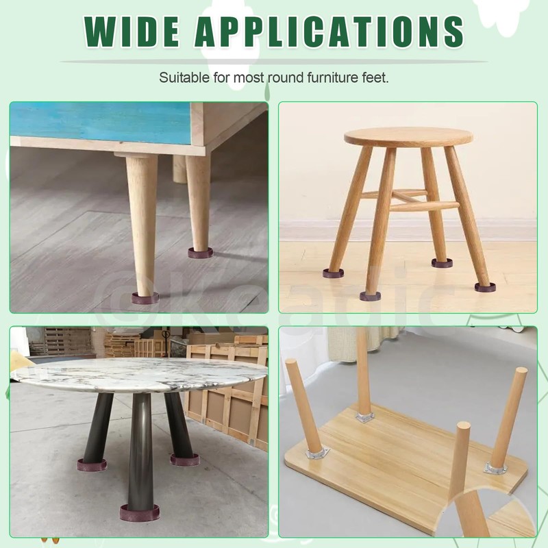 Keadic Non-Slip Rubber Caster Cups Assortment Set, Round and Square