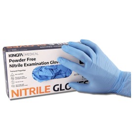 Kingfa Blue Nitrile Gloves 4 Mil - Large, Box of 100