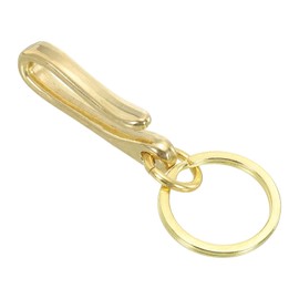 PATIKIL U Shape Hook Keychain, 5cm Long Solid Brass U Key Ring Hook Belt Clip Fish Hook Keychain for Purse Chain Bag, messing
