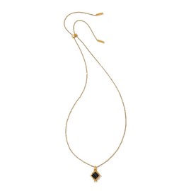 Kendra Scott Women's Cass Small Pendant Necklace in Gold Black Band Agate