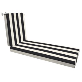 Honeycomb Honeycomb Outdoor Chaise, 22.5" W x 70" L, Cabana Stripe Black & Ivory Patio Cushion