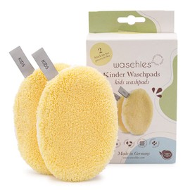 waschies Kids Washing Pads for Babies and Children, for Cleaning Only with Water, Reusable, Skin-friendly, Super Soft, Made in Germany, Pastel Yellow, Set of 2