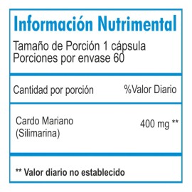 Essentials Silimarina 400 Mg 60 Tabletas Sabor Sin sabor