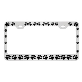 Dog Paws Heavy Duty Stainless Steel Chrome License Plate Frame Car Tag Holder …