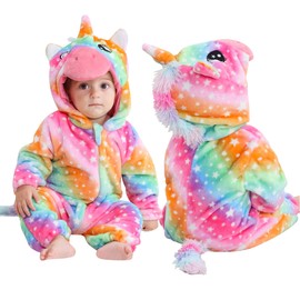 COOKY.D Newborn Flannel Baby Animal Hooded Romper Infant Boys Girls Bodysuit Toddler Outfits,Colorful 18-24 Months