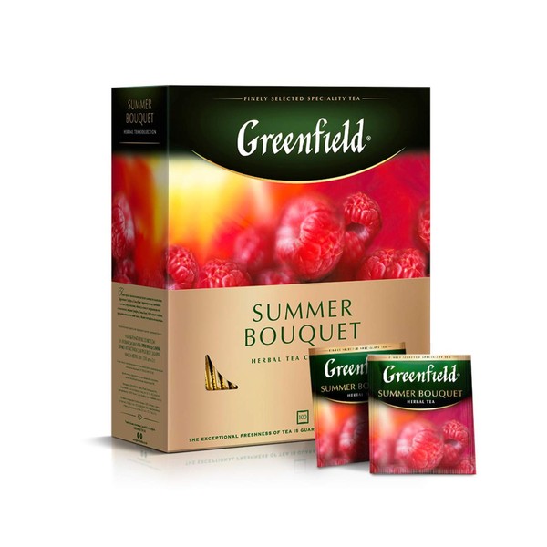 Greenfield Summer Bouquet Herbal Tea Collection Finely Selected Speciality Tea 100 Double Chamber Teabags With Tags in Foil Sachets