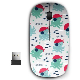 KAWAMOUSE 2.4G Ergonomic Portable USB Wireless Mouse for PC, Laptop, Computer, Notebook with Nano Receiver (Pirate Octopus)
