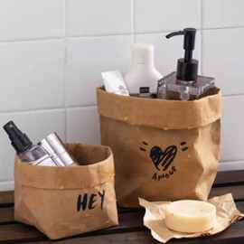 Reusable Paper Bag Multi-purpose Interior Basket Storage L XL L 15x15x28cm 2ea