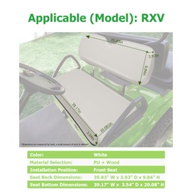 ILVGOLF Front Seat Replacement Cushions for EZGO RXV, Golf Cart Cushion Seat for EZGO RXV Front Bottom Seat Assembly, Dedicated for Front Row Seats, Milky White, 2 Piece Set