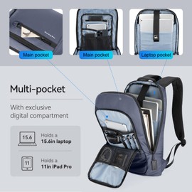 Boardingblue Business Smart Backpack Waterproof fit 15.6 Inch Laptop Backpack with USB Charging Port,Travel Durable Backpack (Navy)